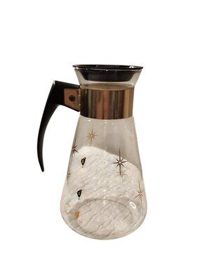 Vtg Mid Century Modern Corning Ware Gold Atomic Starburst Star Coffee Carafe Pot
